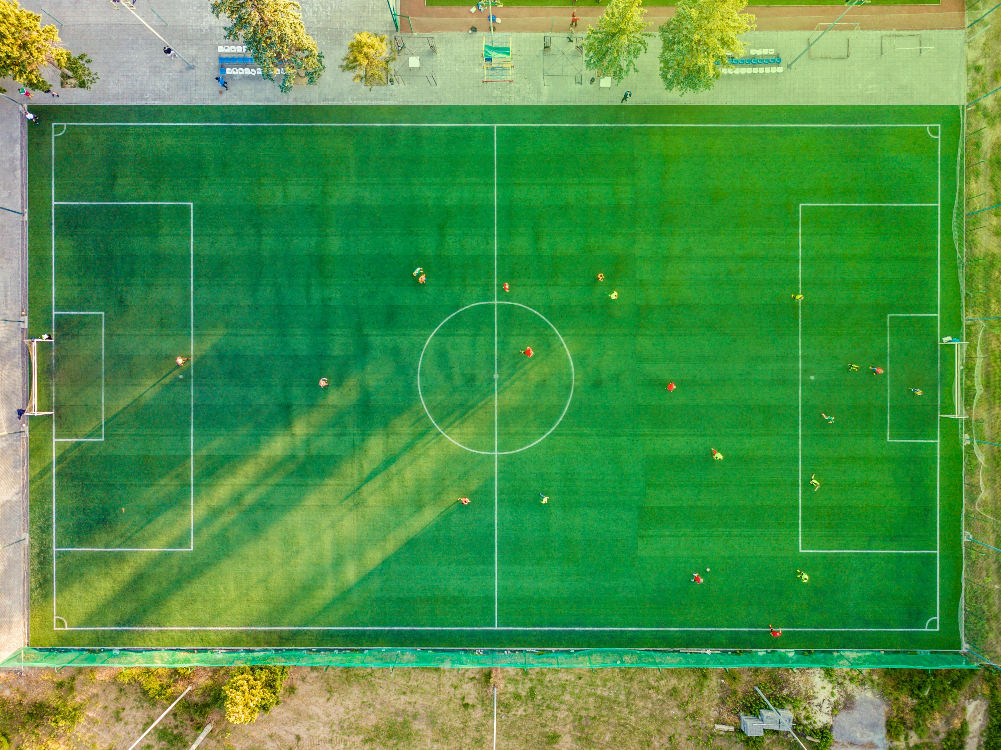 Aerial view of a futsal pitch